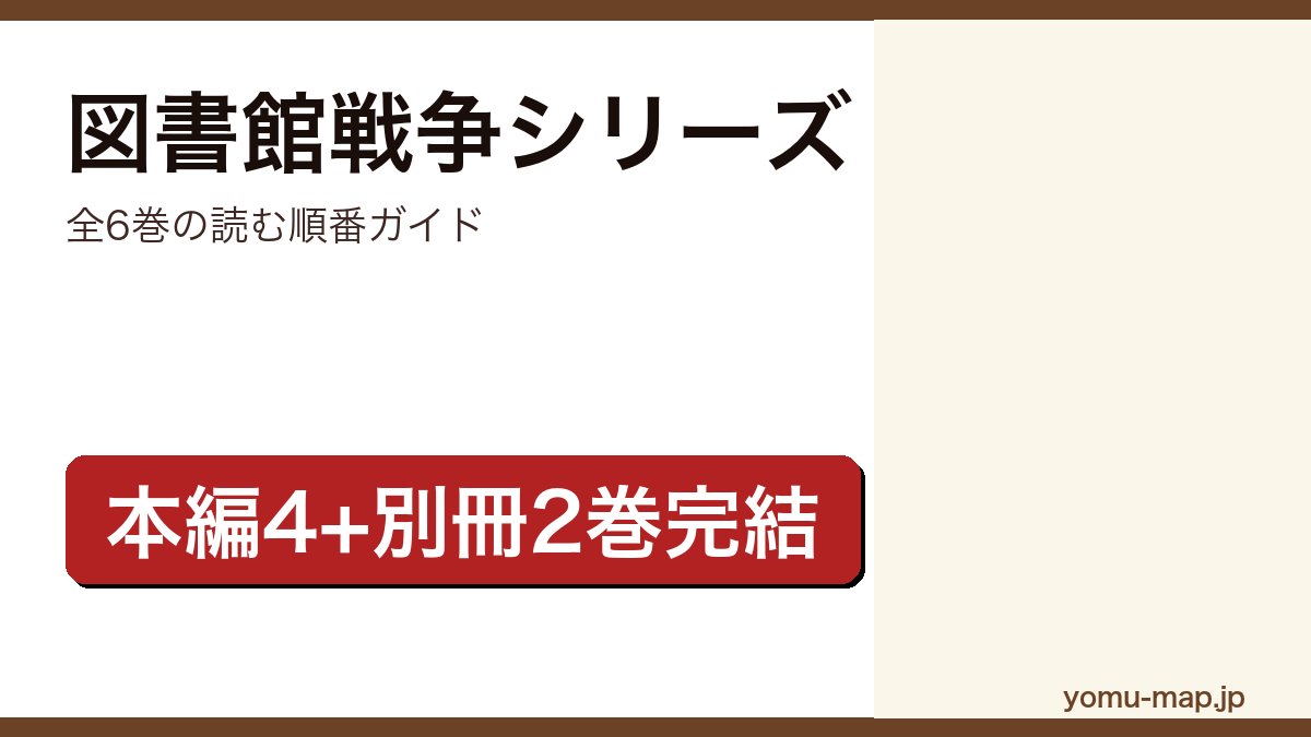 図書館戦争シリーズを読む順番ガイド記事のアイキャッチ画像（全6巻・本編4+別冊2・有川ひろ）