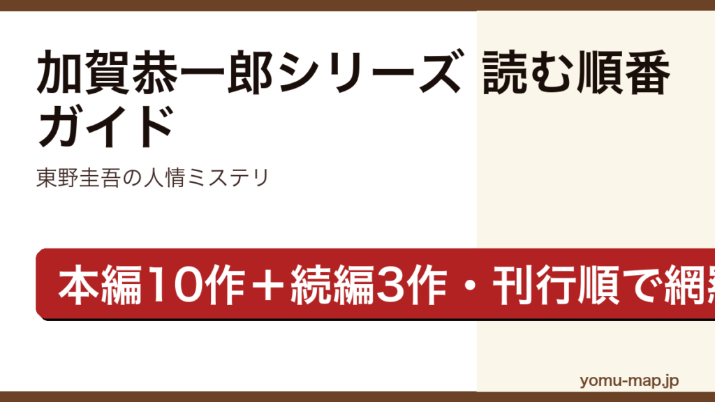 加賀恭一郎シリーズの読む順番ガイド記事のアイキャッチ画像（東野圭吾・本編10作＋続編3作に対応・2026年最新版）