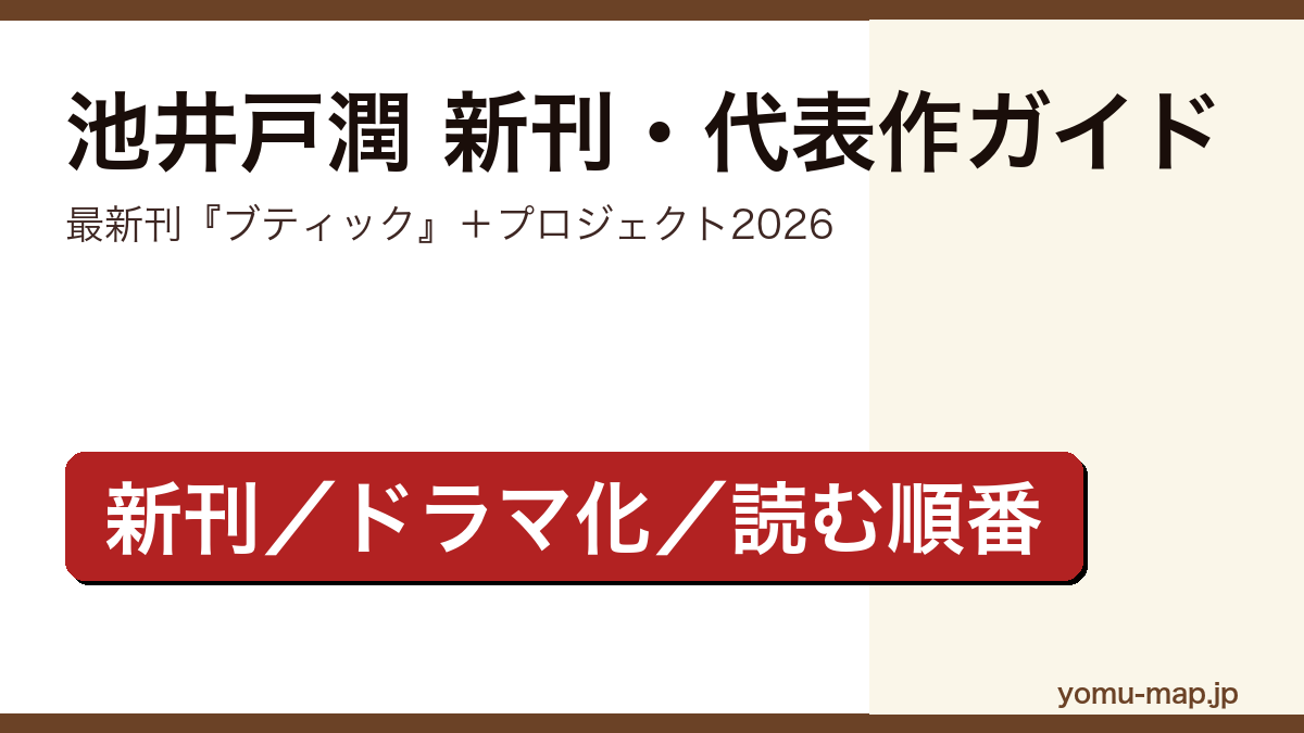 池井戸潤の新刊・代表作ガイド記事のアイキャッチ画像（2026年最新刊ブティック・池井戸潤プロジェクト2026・主要シリーズの読む順番対応）
