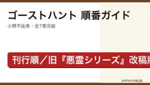 小野不由美ゴーストハントシリーズの読む順番ガイド記事のアイキャッチ画像（全7巻・完結・刊行順・旧悪霊シリーズの改稿版）