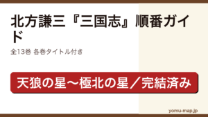 北方謙三『三国志』を読む順番ガイド記事のアイキャッチ画像（全13巻・第一巻天狼の星〜十三巻極北の星・完結済み・2026年最新版）