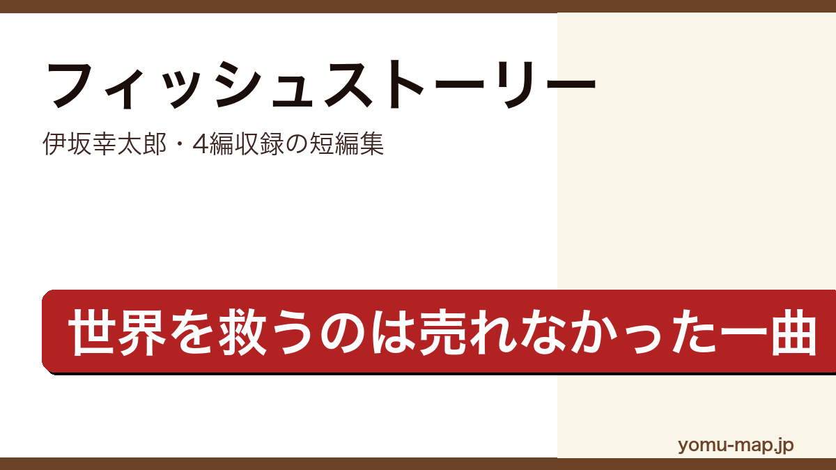 フィッシュストーリー(伊坂幸太郎・動物園のエンジンなど4編を収める短編集・表題作は映画化)レビュー記事のアイキャッチ画像