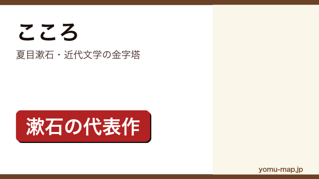 夏目漱石『こころ』のサムネイル。エゴイズムと罪悪感を描いた近代文学の代表作であることを示す。