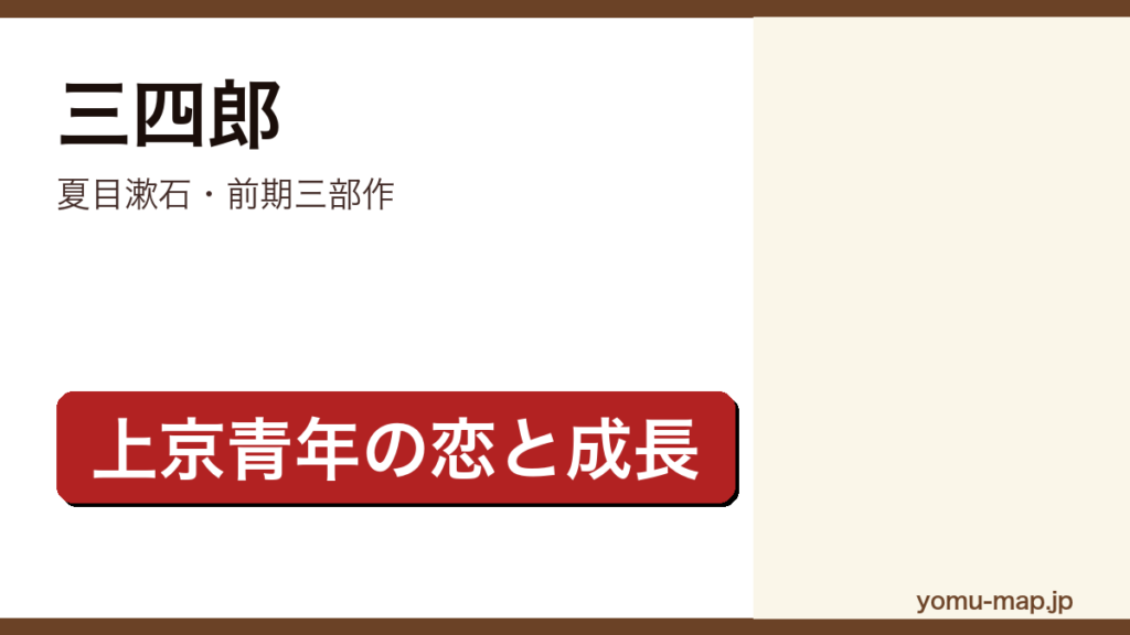 三四郎（夏目漱石・九州から上京し東京帝国大学に入学した青年の恋と成長を描いた前期三部作第1作の青春小説）レビュー記事のアイキャッチ画像