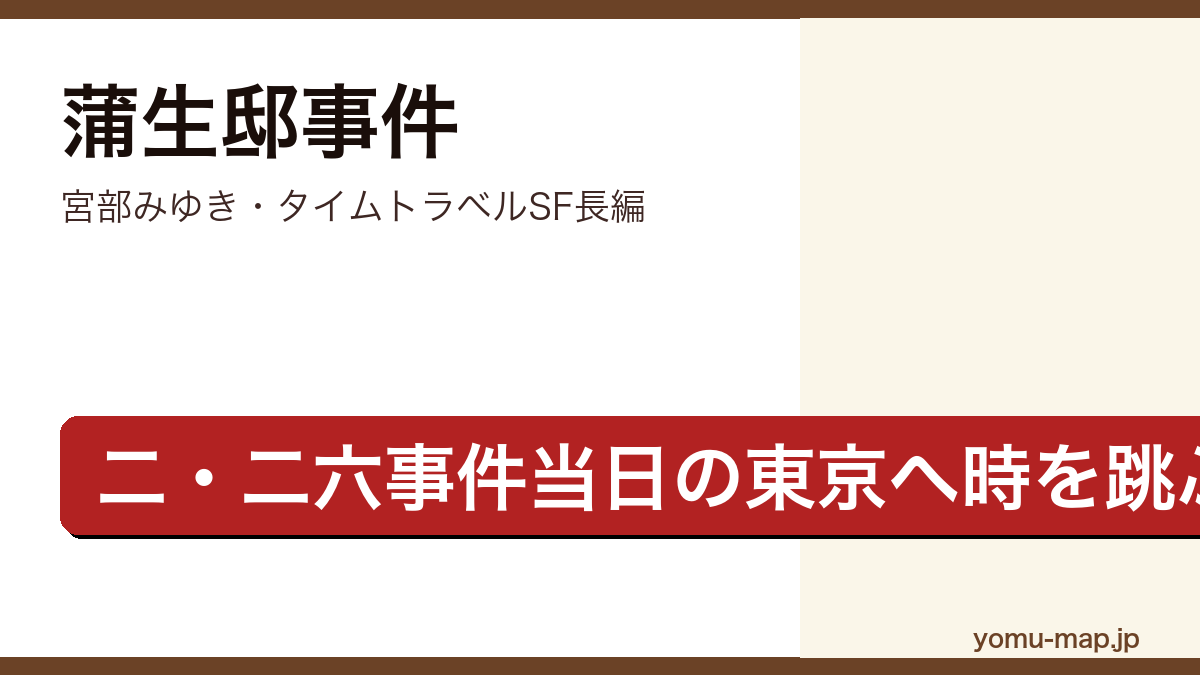 蒲生邸事件(宮部みゆき・タイムトラベルSF・昭和11年二・二六事件当日の東京へ跳ぶ青年を描く物語)レビュー記事のアイキャッチ画像