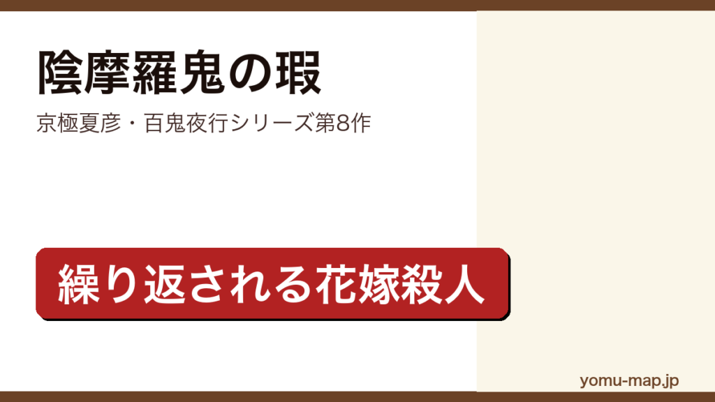 陰摩羅鬼の瑕（京極夏彦の百鬼夜行シリーズ第8作。白樺湖畔の洋館「鳥の城」で繰り返される花嫁殺人を描く長編ミステリー）レビュー記事のアイキャッチ画像