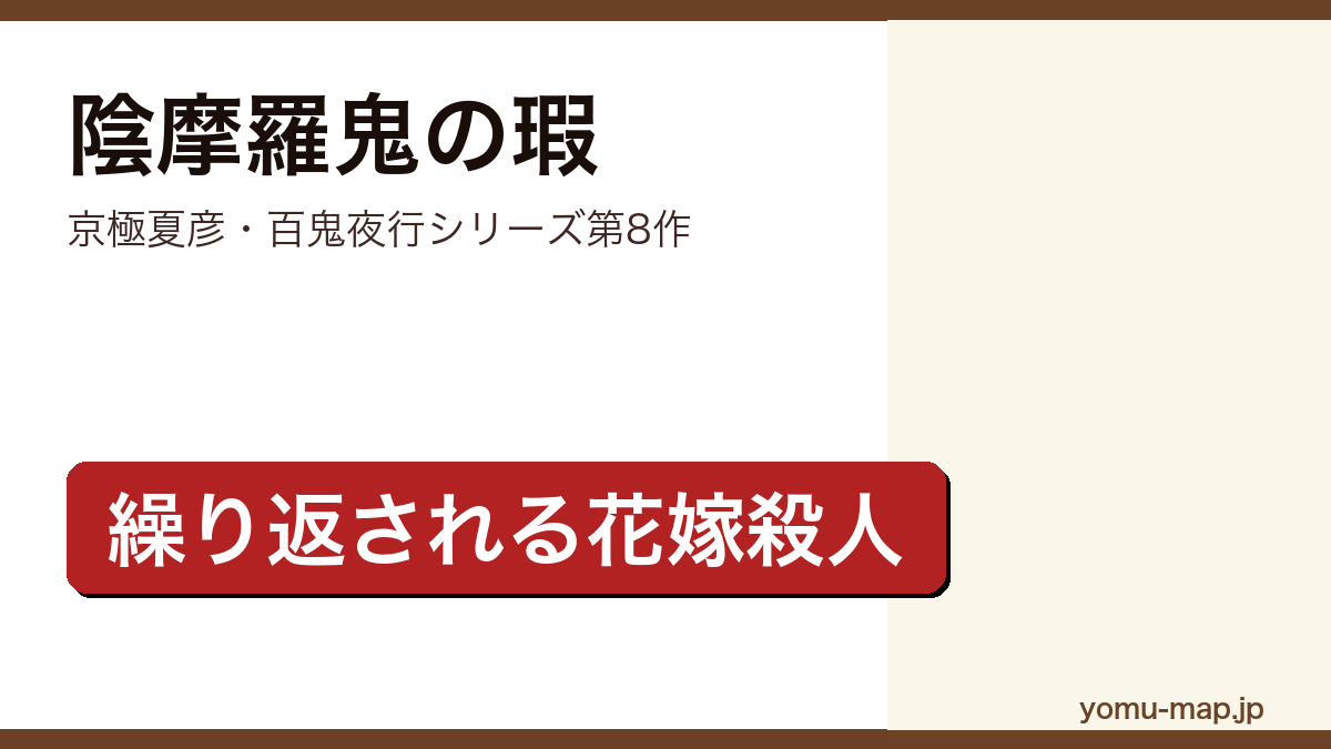 陰摩羅鬼の瑕(京極夏彦の百鬼夜行シリーズ第8作。白樺湖畔の洋館「鳥の城」で繰り返される花嫁殺人を描く長編ミステリー)レビュー記事のアイキャッチ画像