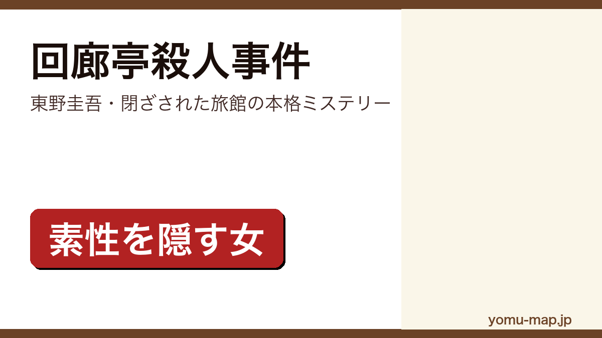 回廊亭殺人事件(東野圭吾が閉ざされた旅館を舞台に復讐と語りの技巧を描いた初期の本格ミステリー)レビュー記事のアイキャッチ画像