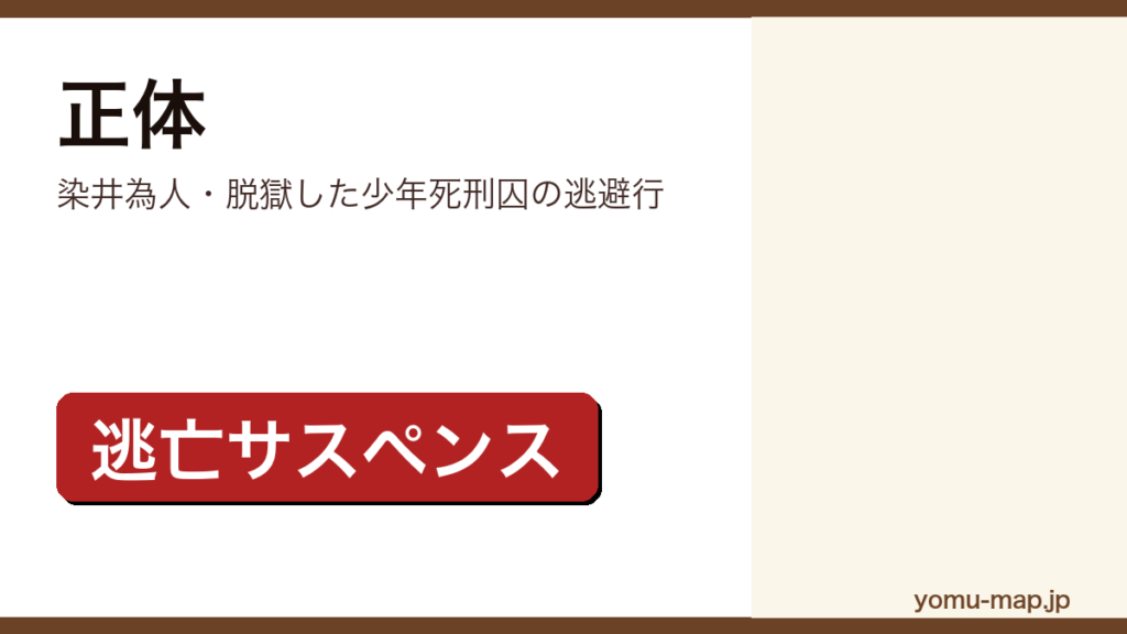 正体（染井為人が脱獄した少年死刑囚の逃亡を描いたサスペンス。2024年に横浜流星主演で映画化）レビュー記事のアイキャッチ画像
