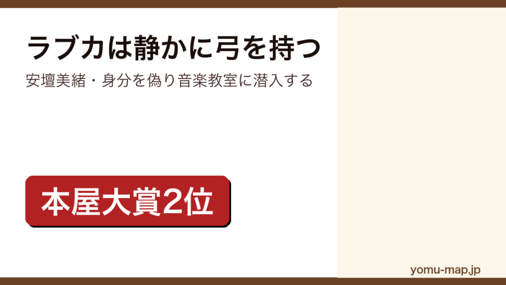 ラブカは静かに弓を持つ（安壇美緒・2023年本屋大賞第2位）レビュー記事のアイキャッチ画像
